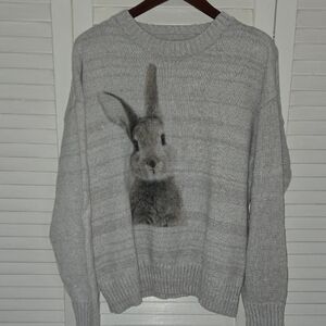 Gray Rabbit Print Sweater